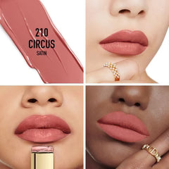 Dior Rouge 210 Circus Satin en labios - tono rosa nude satinado en diferentes tonos piel Guatemala