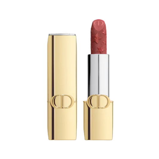 Dior Rouge Edición Limitada 629 Parade Velvet - labial rojo velvet empaque dorado estrellas