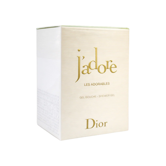Caja Dior J'adore Les Adorables Shower Gel - empaque dorado blanco elegante