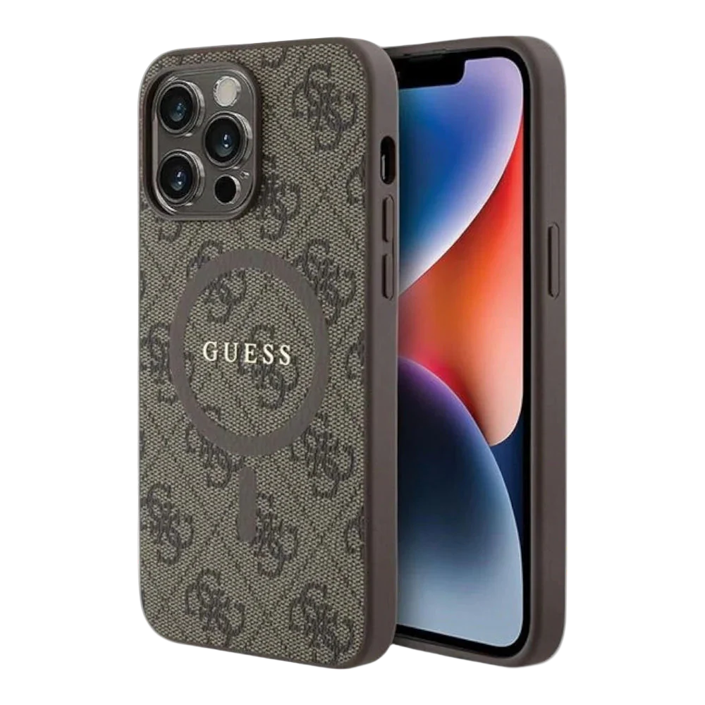 Estuche - Guess hc magsafe pu 4g ring classic logo brown iphone 15 pro max color cafe