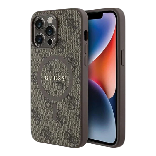 Estuche - Guess hc magsafe pu 4g ring classic logo brown iphone 15 pro max color cafe