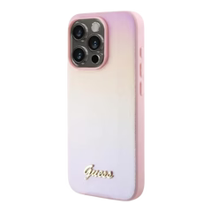 Estuche - Guess pu saffiano iridescent script iphone 15 pro max color rosado