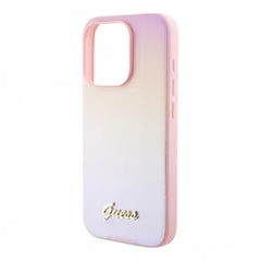 Estuche - Guess pu saffiano iridescent script iphone 15 pro max color rosado