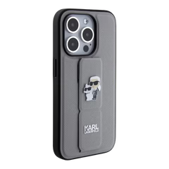 Estuche - Karl Lagerfeld hc gripstand saffiano kc pins silver iphone 15 pro max color gris