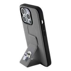 Estuche - Karl Lagerfeld hc gripstand saffiano kc pins silver iphone 15 pro max color gris