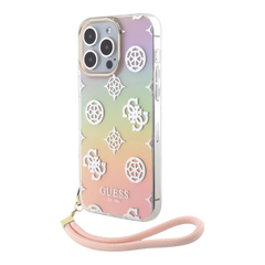 Estuche - Guess hard case iphone 15 pro - pc/tpu pink pc tpu iridescent hard case glitter pattern peony cordstrap color rosado