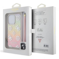 Estuche - Guess hard case iphone 15 pro - pc/tpu pink pc tpu iridescent hard case glitter pattern peony cordstrap color rosado