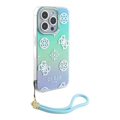 Estuche - Guess hard case iphone 15 pro - pc/tpu turquoise pc tpu iridescent hard case glitter pattern peony cordstrap color aqua