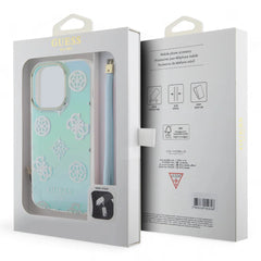 Estuche - Guess hard case iphone 15 pro - pc/tpu turquoise pc tpu iridescent hard case glitter pattern peony cordstrap color aqua