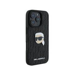 Estuche - Karl Lagerfeld hc pu monogram k. head pin black iphone 16 pro max