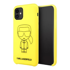 Estuche - Karl Lagerfeld Silicone Ikonik Black Outline Yellow Iphone 11 Color Amarillo