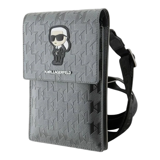 Estuche - Karl Lagerfeld wallet saffiano mono ikonik silver universal color gris